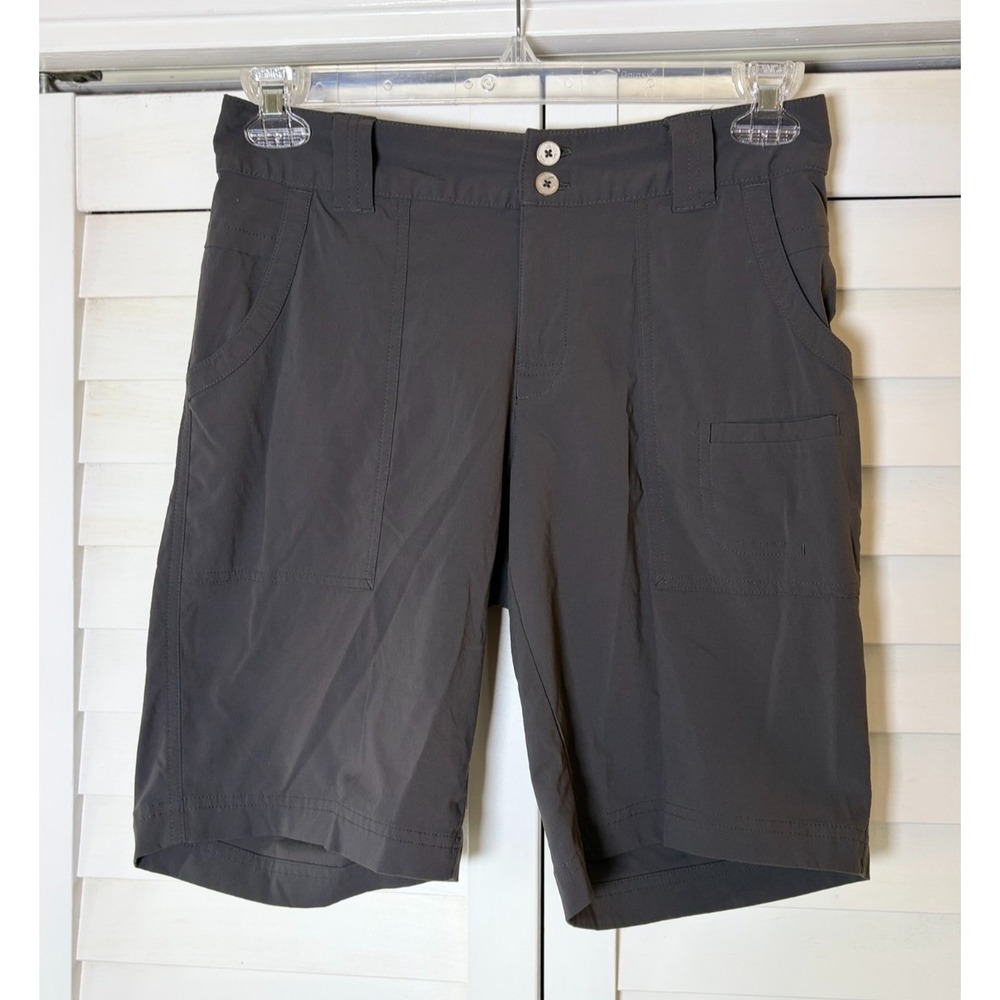 NEW Lucy Women's Long Dark Gray Button Up Shorts, Hiking, Walking, Performance S